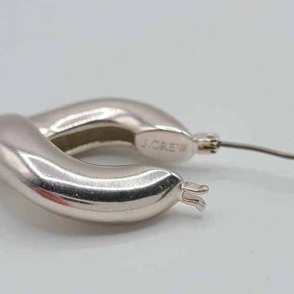 J Crew Silver Tone Hoop Earrings - Picture 6 of 8
